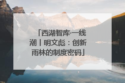 西湖智库·一线潮丨明文彪：创新雨林的制度密码